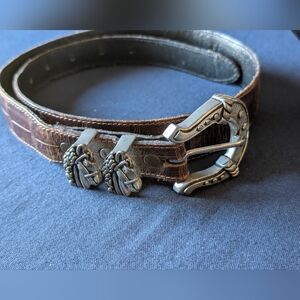 VICENZA #1402 DOUBLE HORSE HEAD ITALIAN CALFSKIN BELT